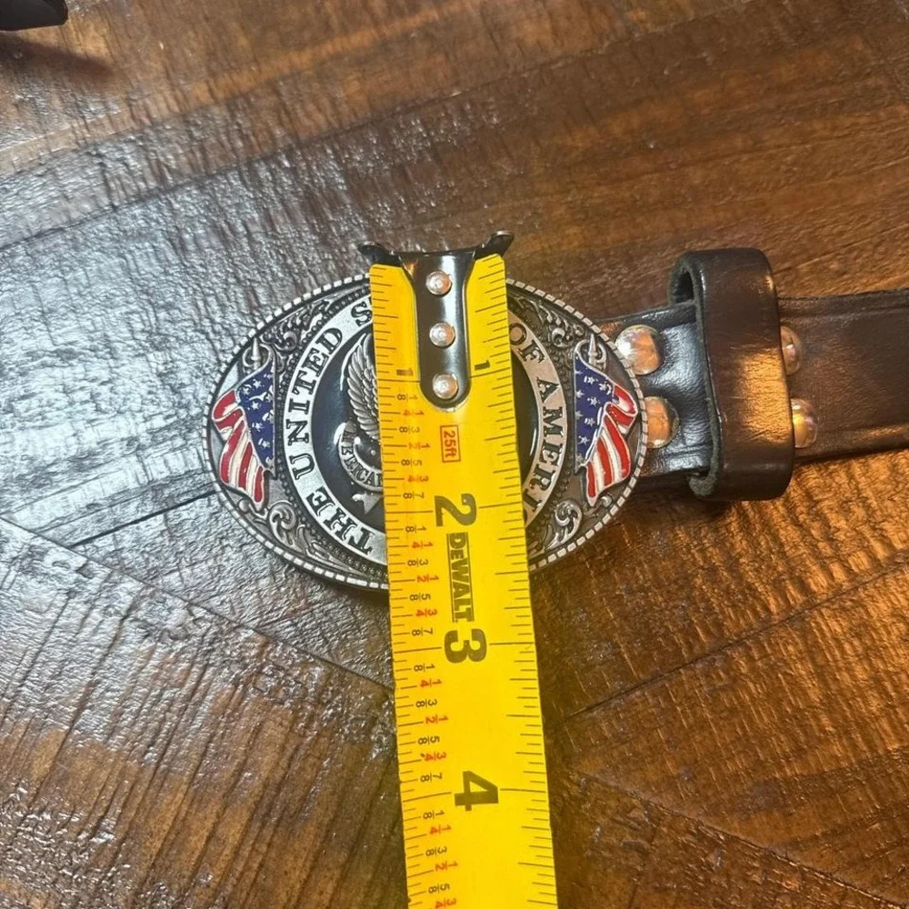 USA Eagle Belt Buckle Black‎ Leather Belt Americana 43